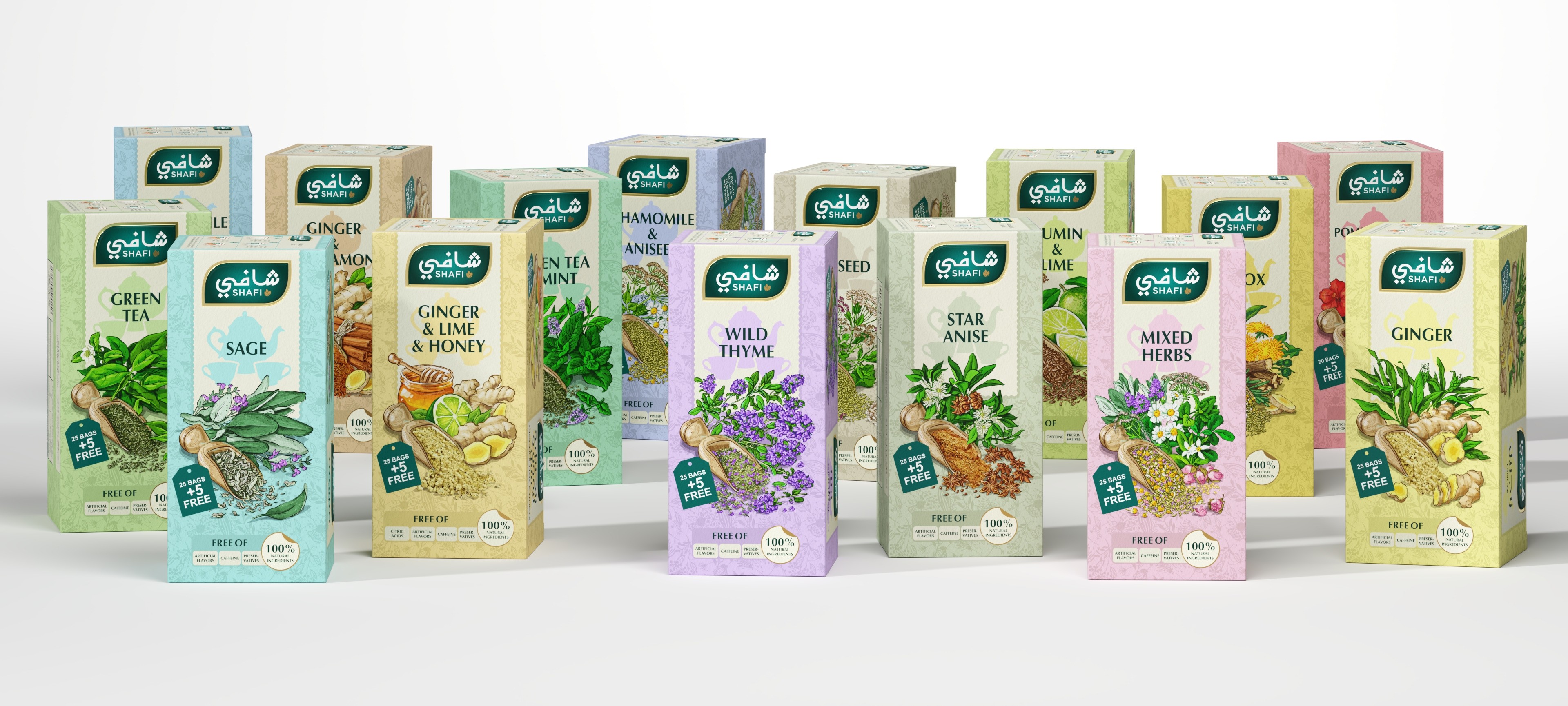 Shafi herbal tea range by Quina Flower